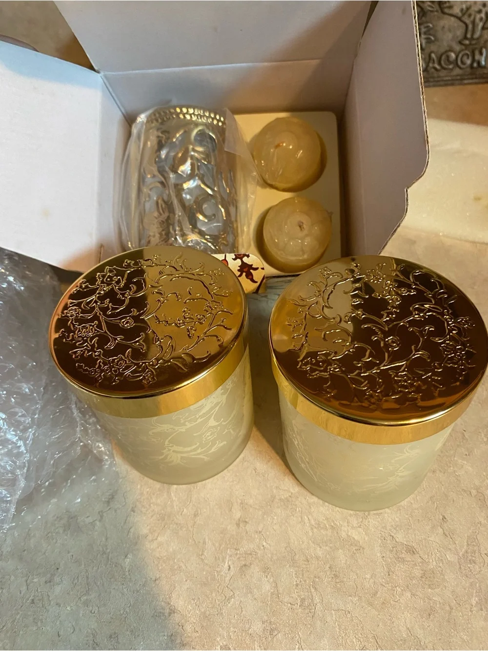 Vintage Avon Surroundings Diane Von Furstenberg Kyphi Spice Candles Votive Set